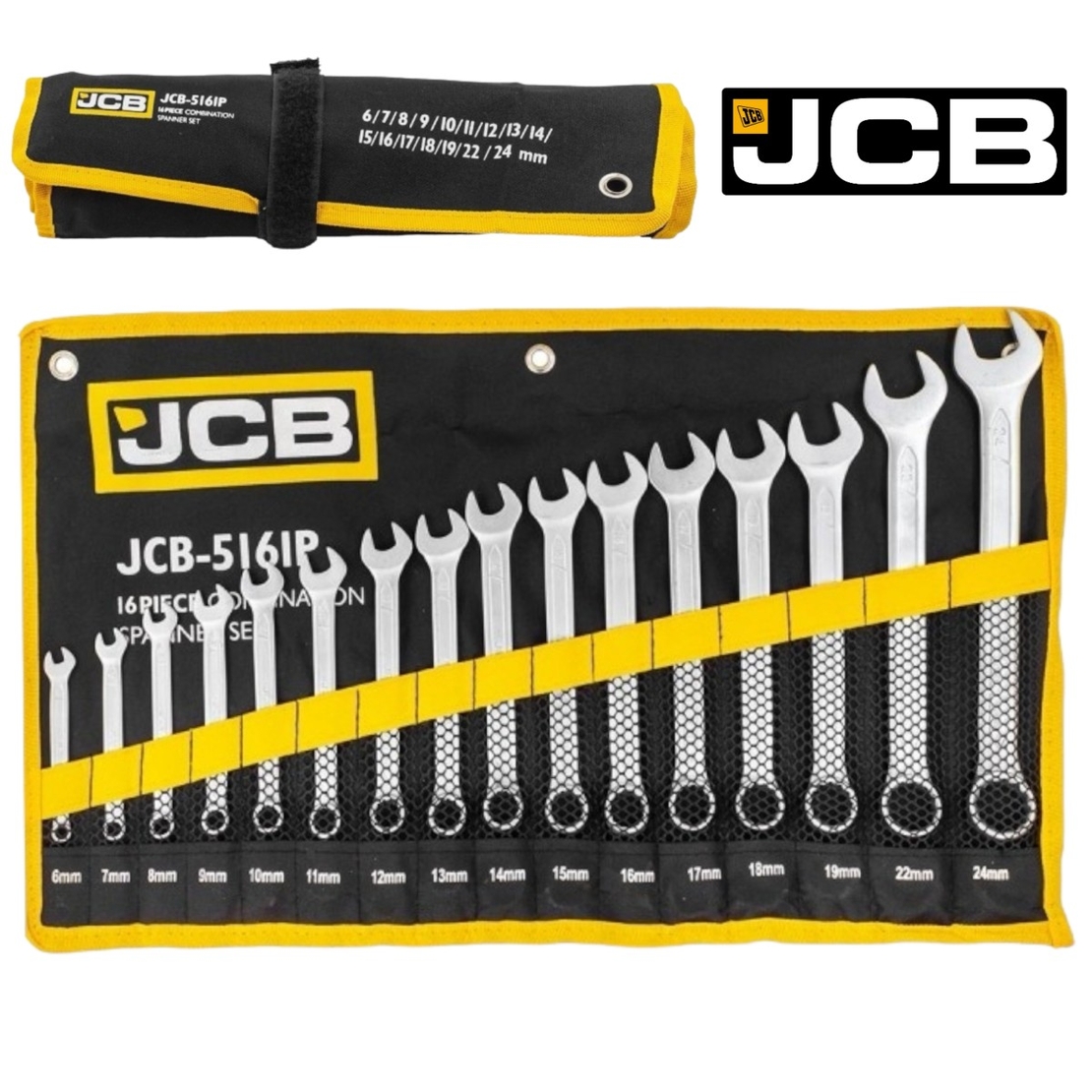 НЕМСКИ Комплект Звездогаечни Ключове JCB 16 броя 6-24мм 5161P + ЛЕД ФЕНЕР