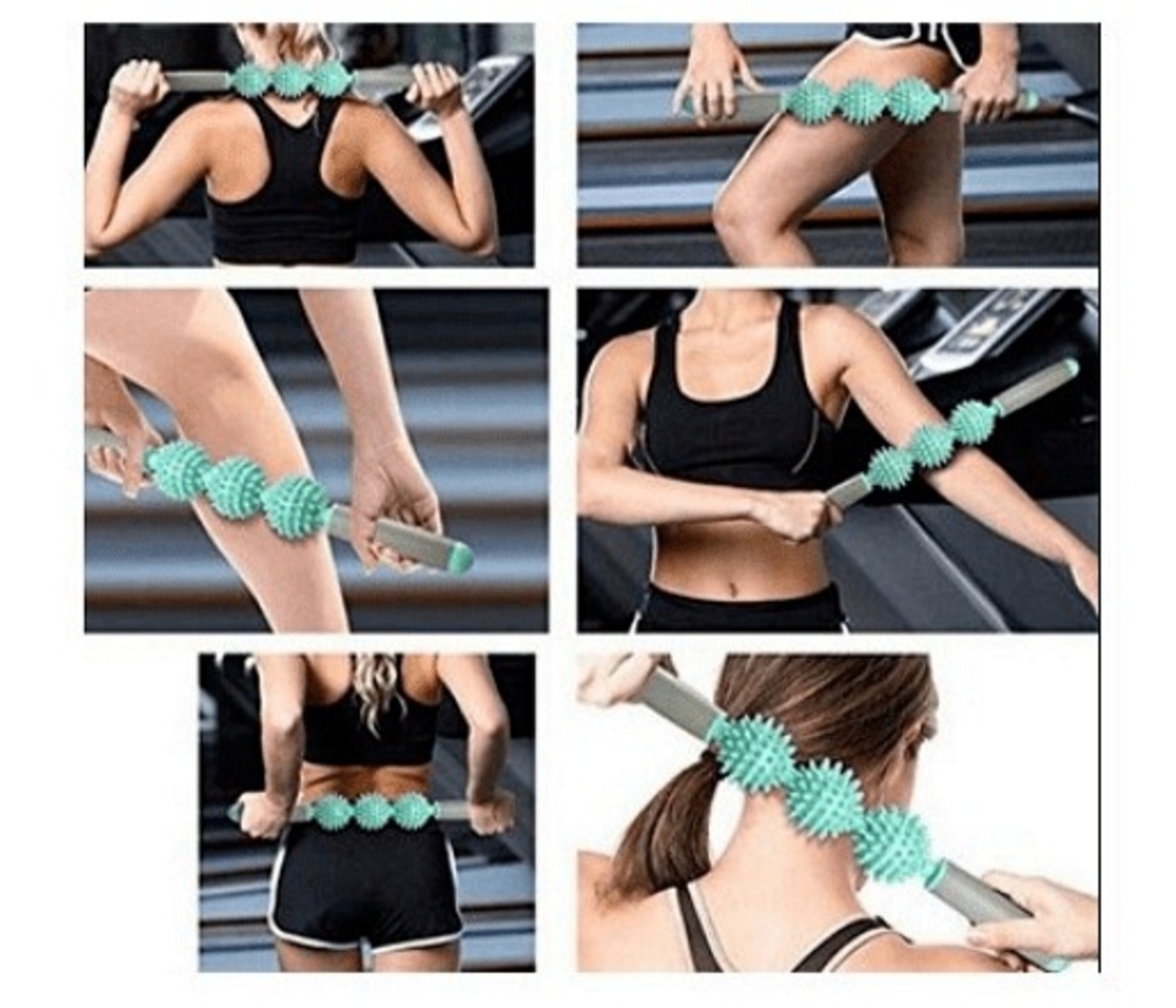 НЕМСКИ Ръчен масажор с 3 релефни ролки и неплъзгаща повърхност, Универсална употреба + ЛЕД ФЕНЕР