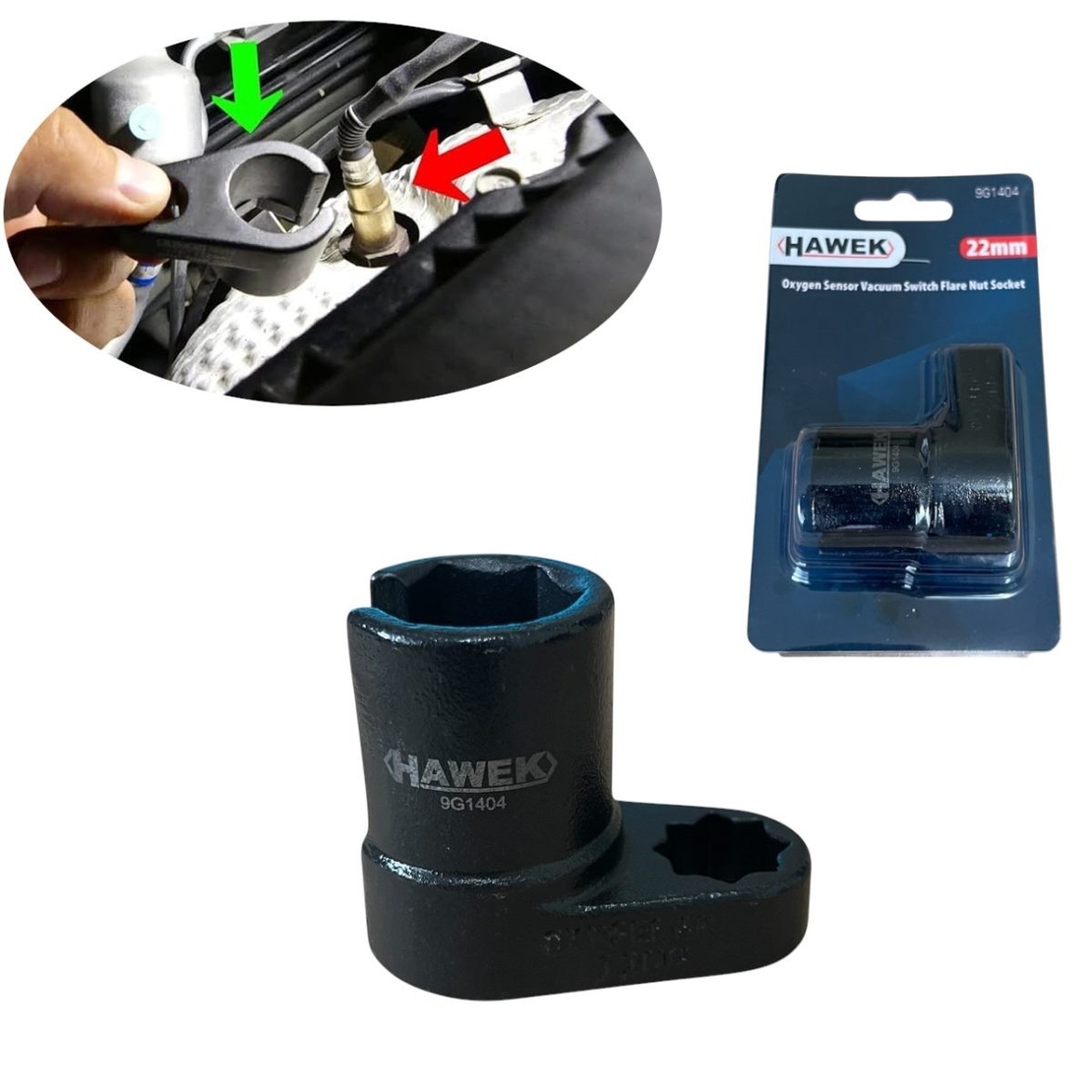 НЕМСКА ВЛОЖКА ЗА ЛАМБДА СОНДА 1/2 22ММ HAWEK , HW-9G1404 + ЛЕД ФЕНЕР
