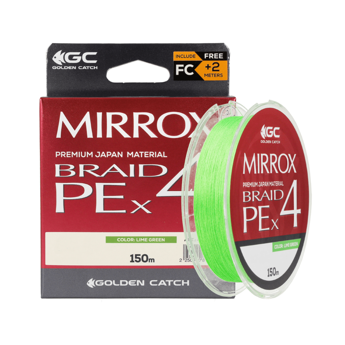 Golden Catch Braided Line Mirrox PE X4 150m Lime Green #1.5