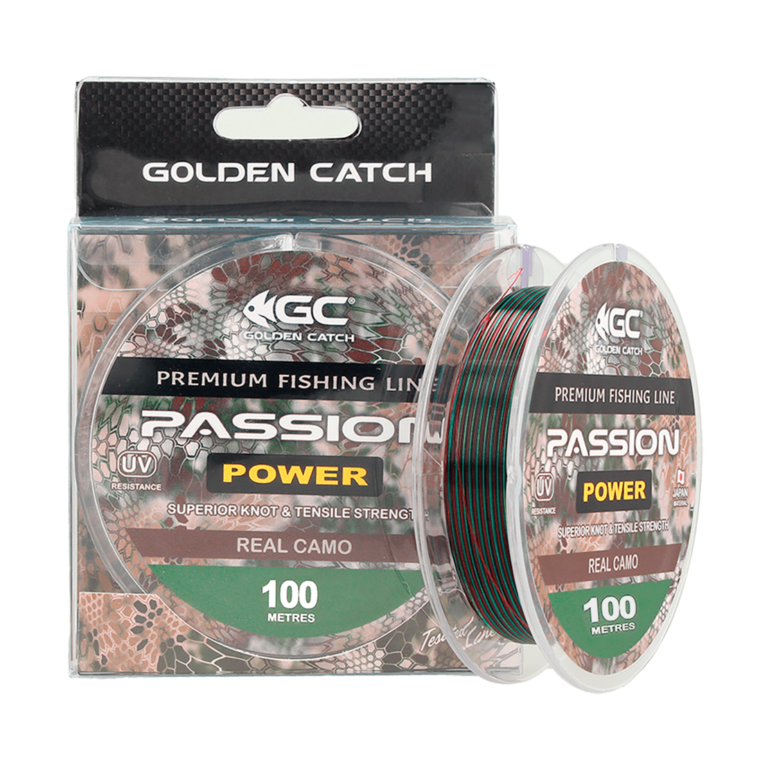 Golden Catch Nylon Line Passion Power 100m Real Camo 0.370mm