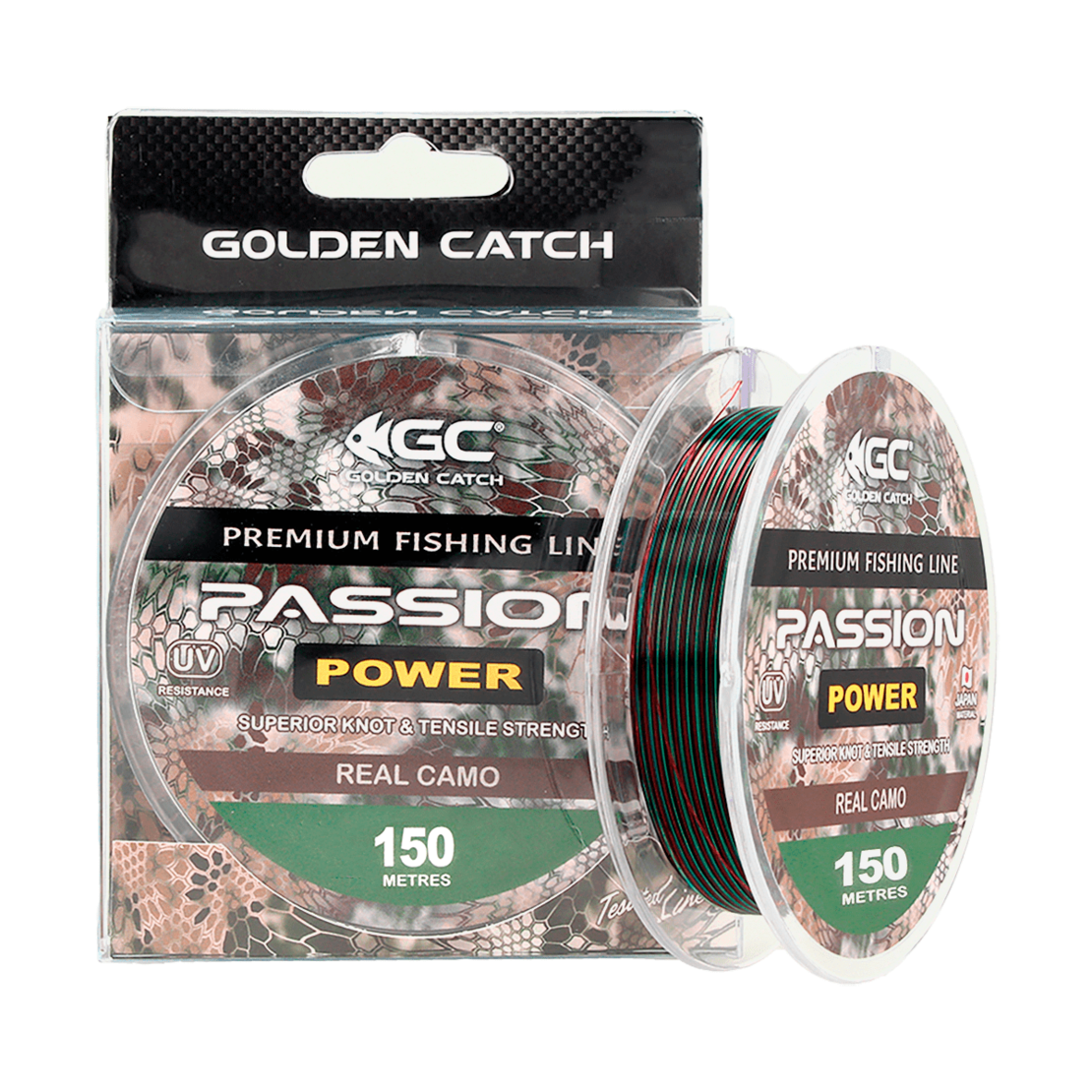 Golden Catch Nylon Line Passion Power 150m Real Camo 0.234mm