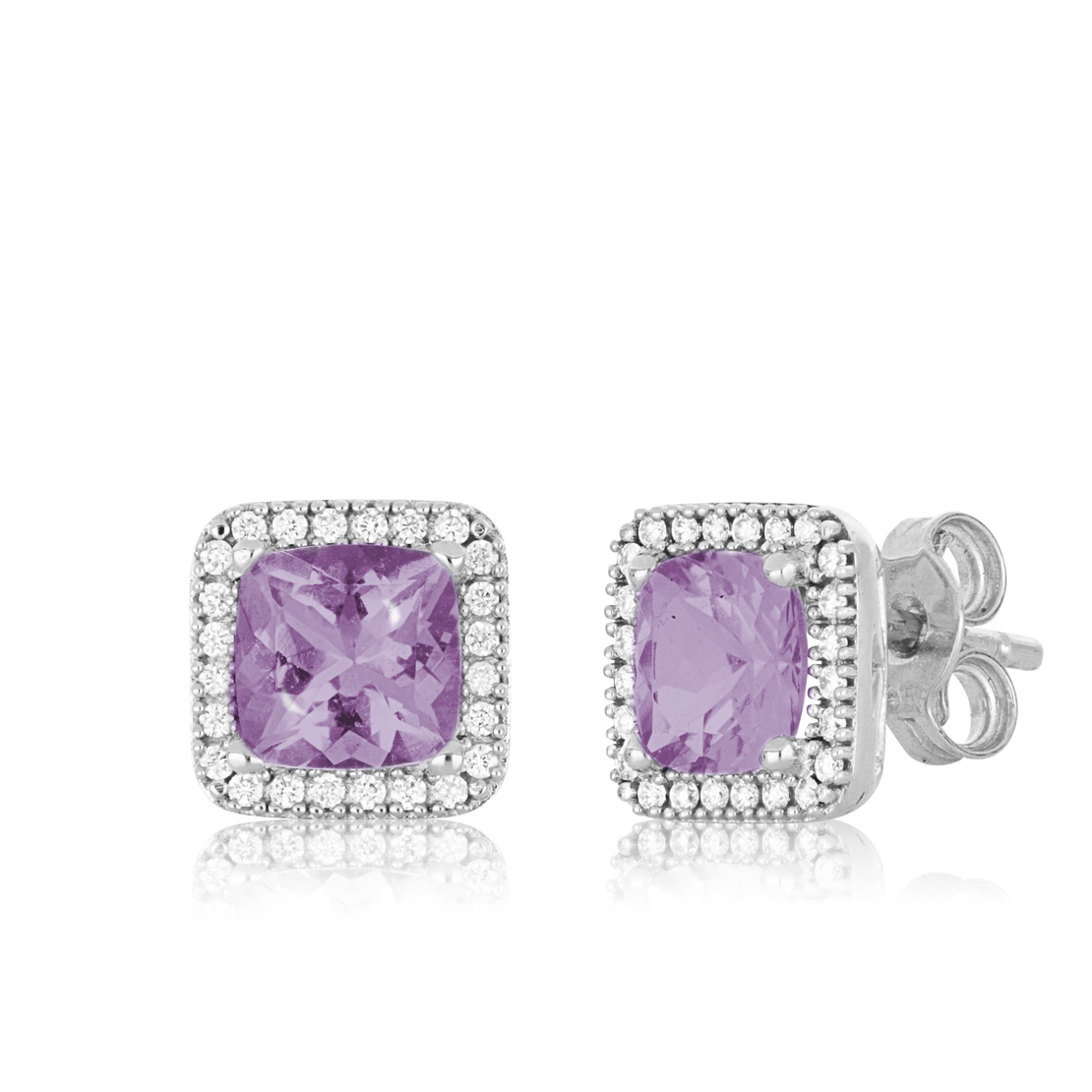 1.74 ct Amethyst and diamond earrings