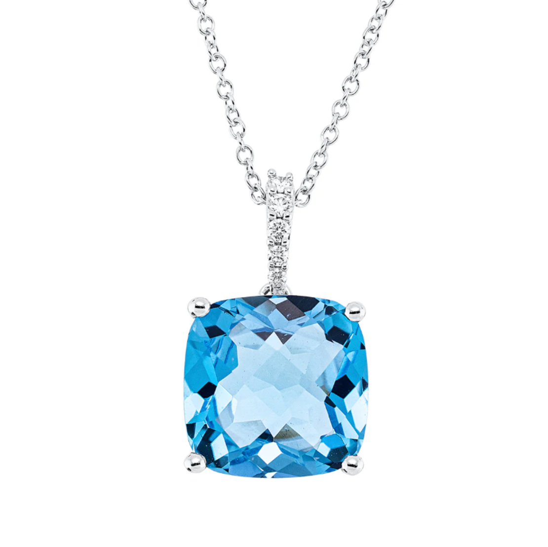 4.33 ct White gold necklace with topaz and diamonds