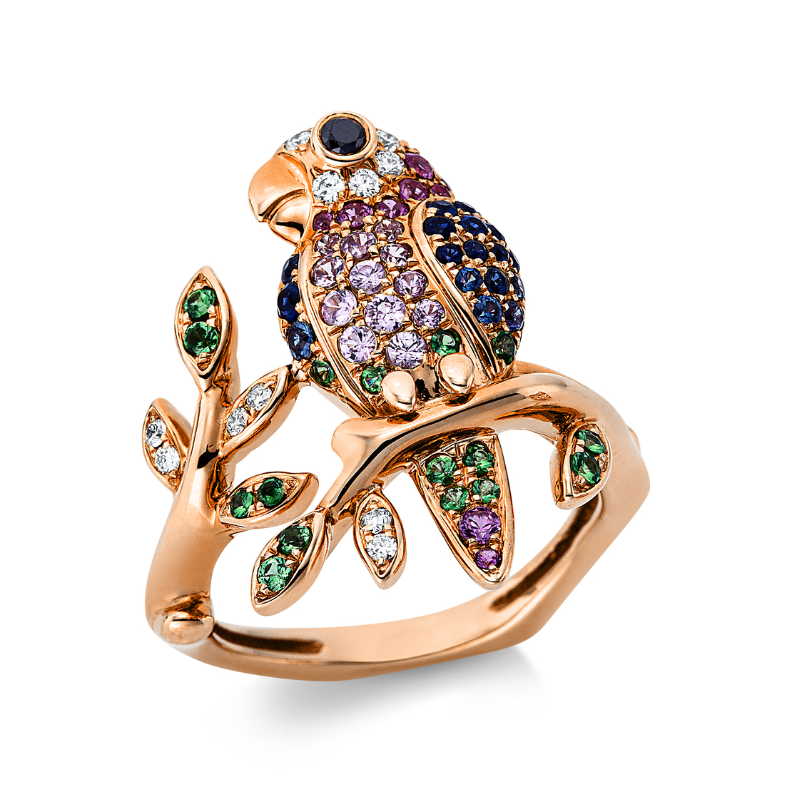 0.98 к Пръстен с диаманти и цветни сапфири