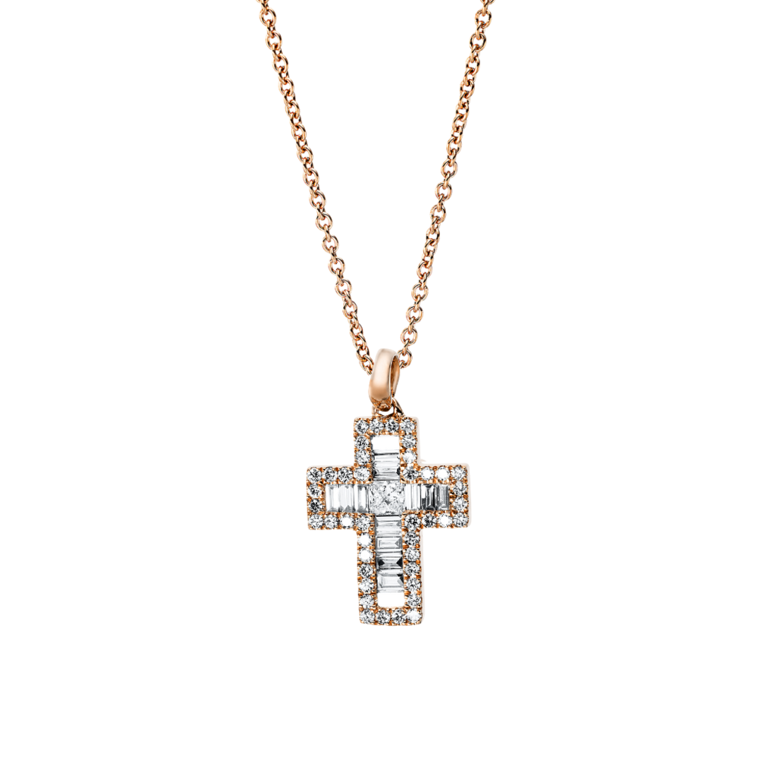 0.52 ct Cross diamond necklace in rose gold