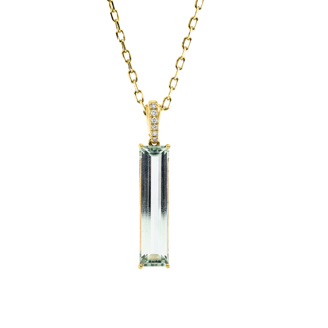 5.35 ct Necklace with green amethyst and diamonds