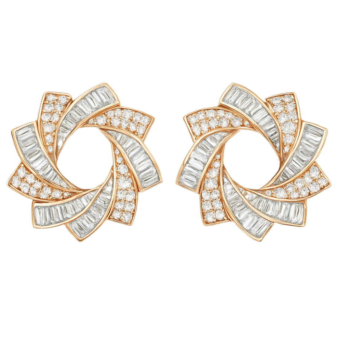 3.21 к Обеци с диаманти в розово и бяло злато