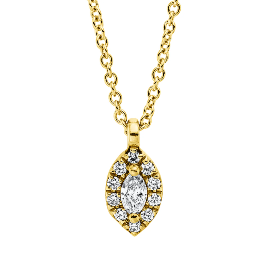 0.15 ct Yellow gold necklace with diamonds