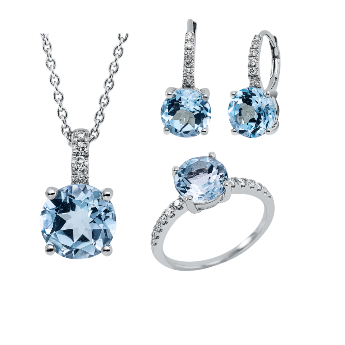 9.57 к Сет със сини топази и диаманти