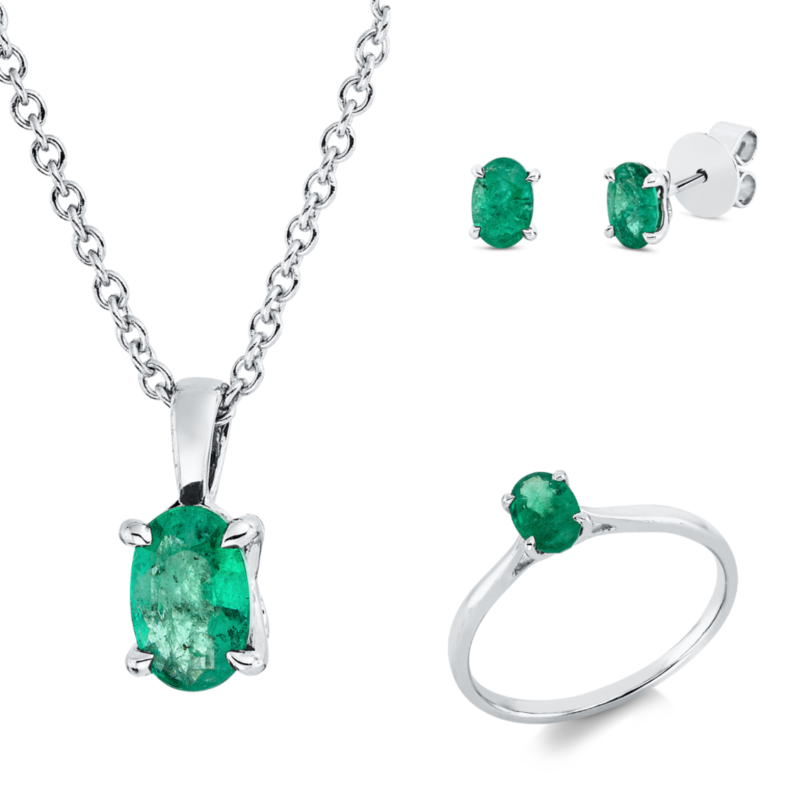 1.73 ct Set white gold with emerald