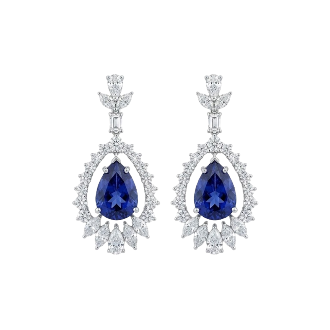 14.59 ct Tanzanite and diamonds earrings