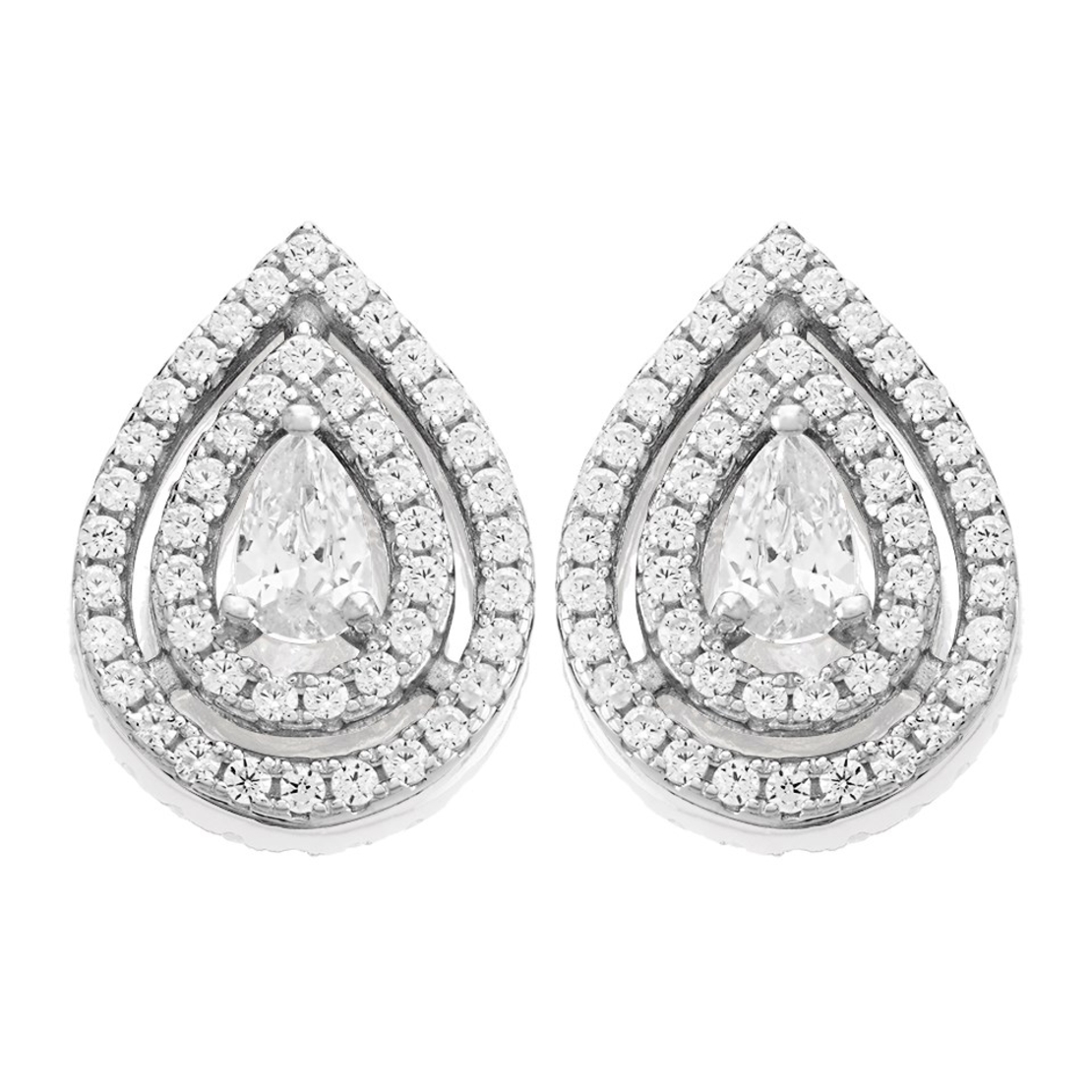 1.41 ct Pear cut double halo diamond earrings