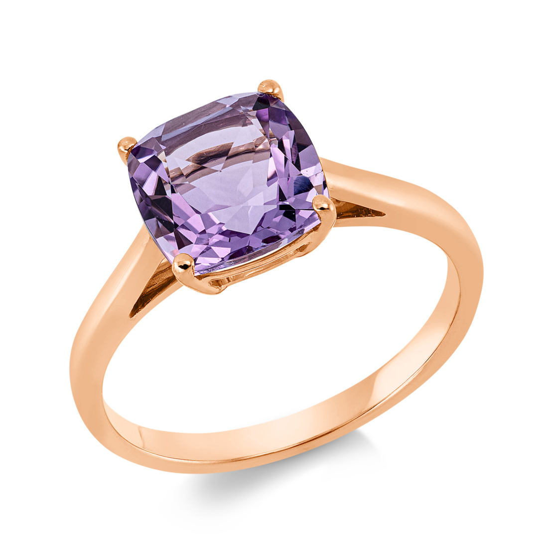 2.30 ct Rose gold ring with amethyst