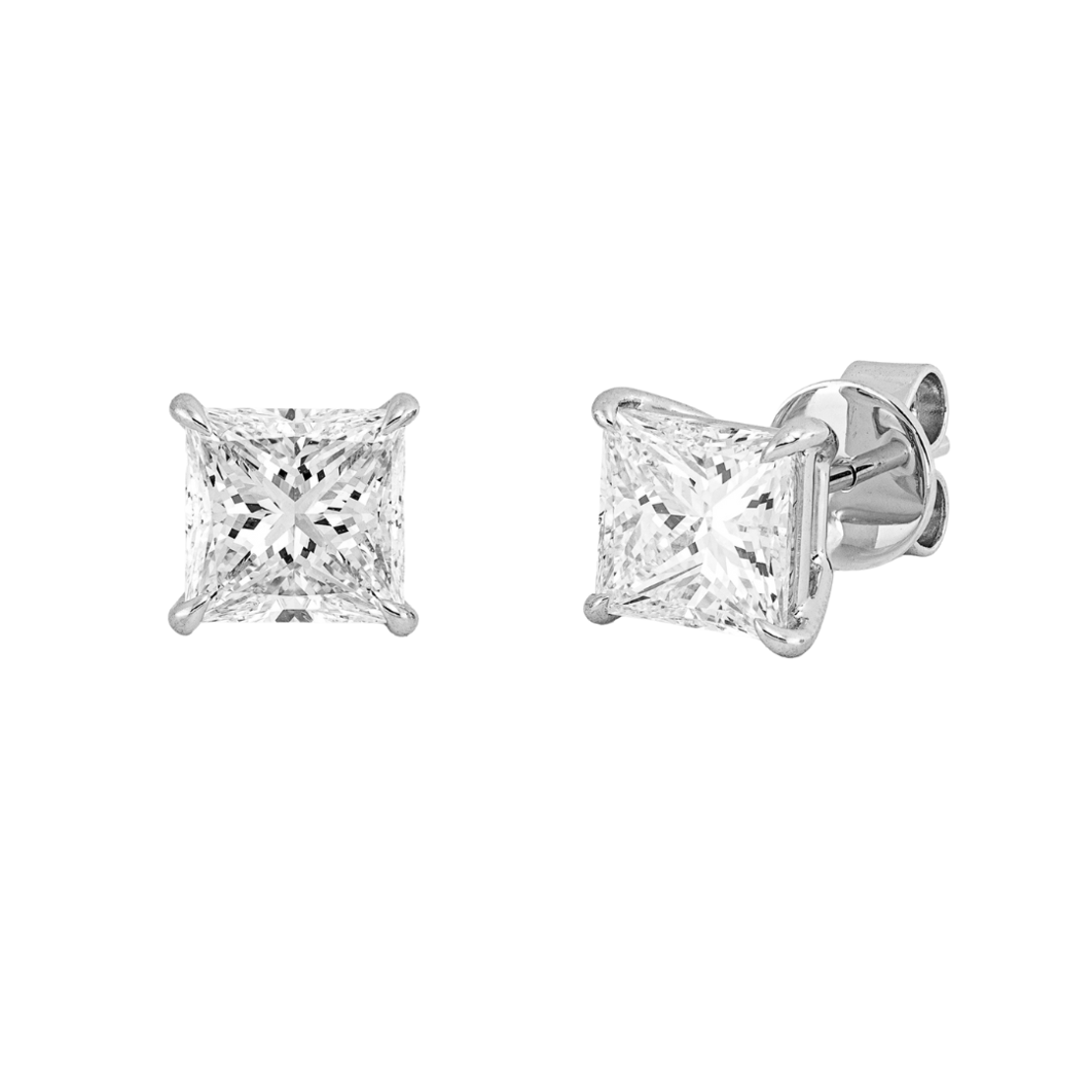 3.02 ct Princess cut diamond earrings