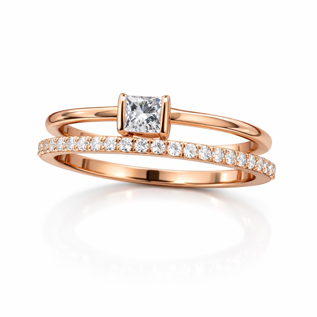 0.33 к Пръстен с диаманти в розово злато