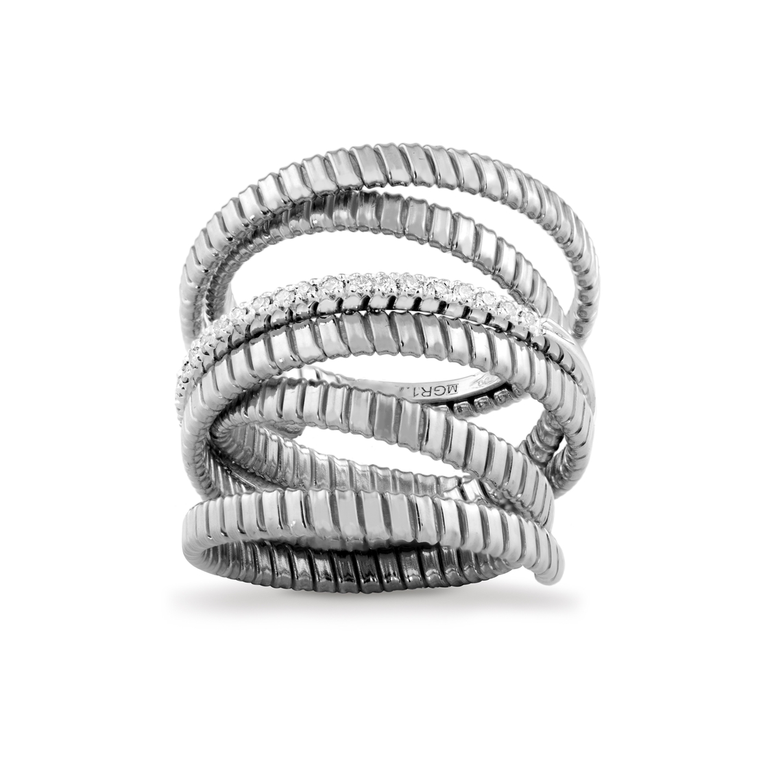 0.15 к Пръстен с диаманти в бяло злато