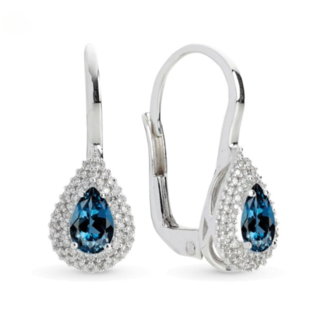 1.15 ct London topaz and diamond earrings
