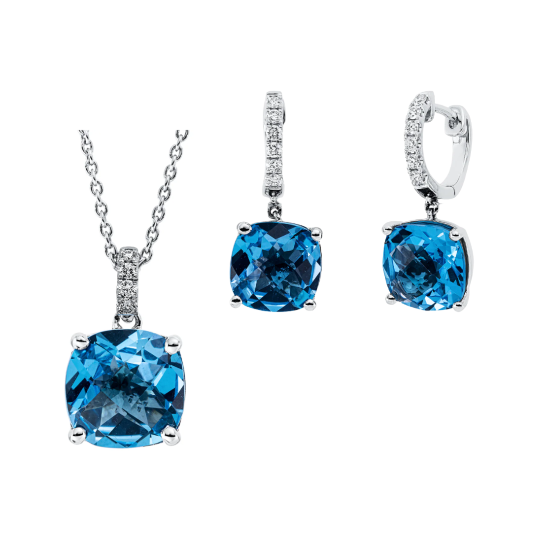 9.26 ct Set with diamonds and blue topaz