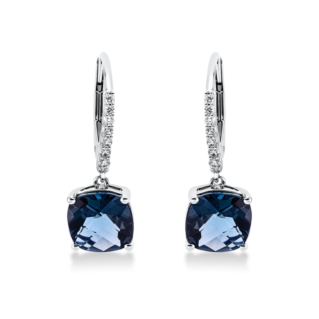 4.55 ct London blue topaz and diamonds earrings