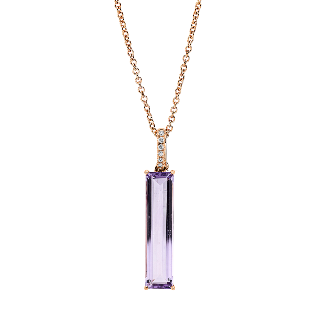 5.25 ct Necklace with diamonds and amethyst