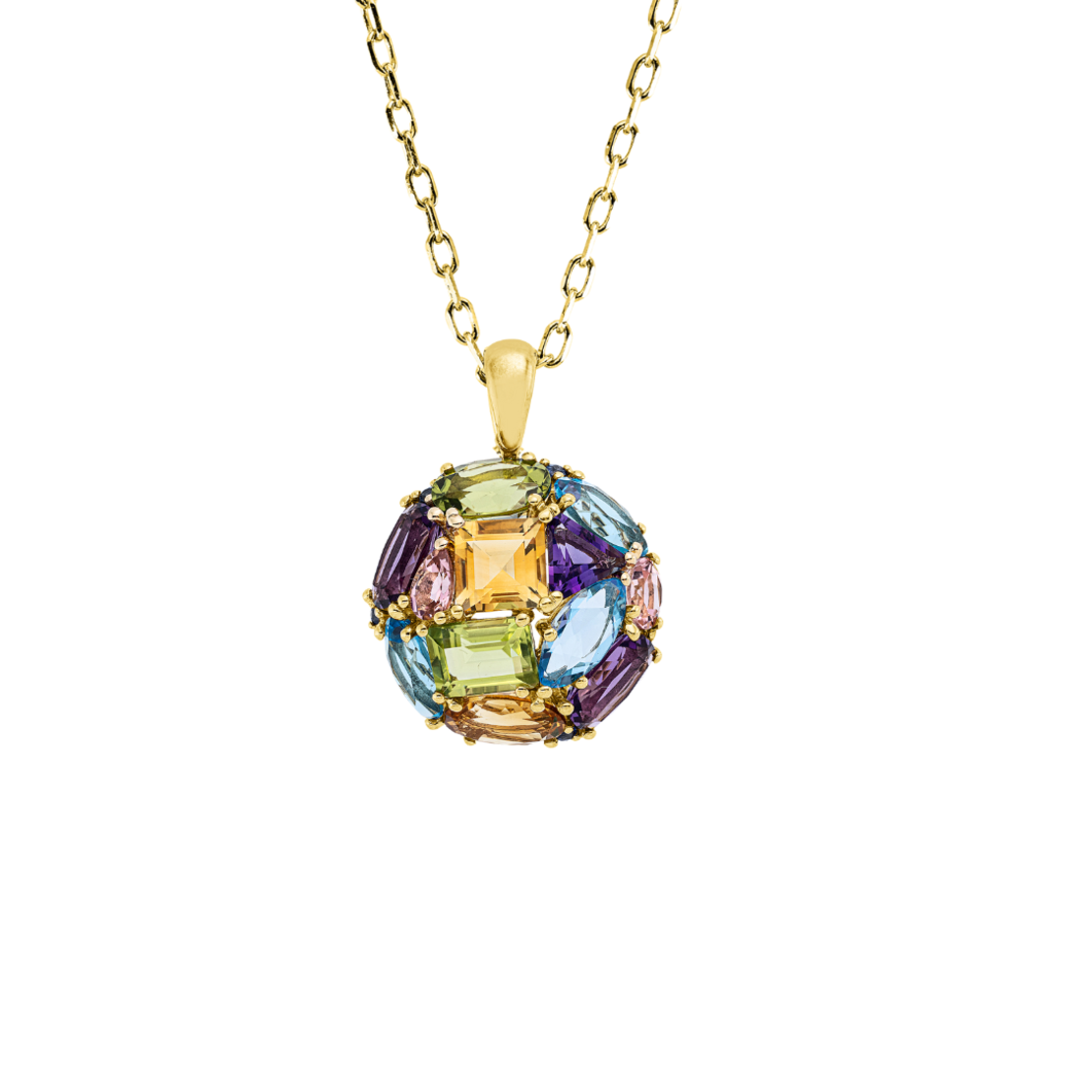11.29 ct Necklace with multicolor sapphires and peridot