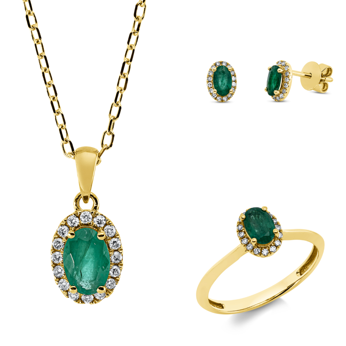 1.58 ct Set with diamonds and emerald