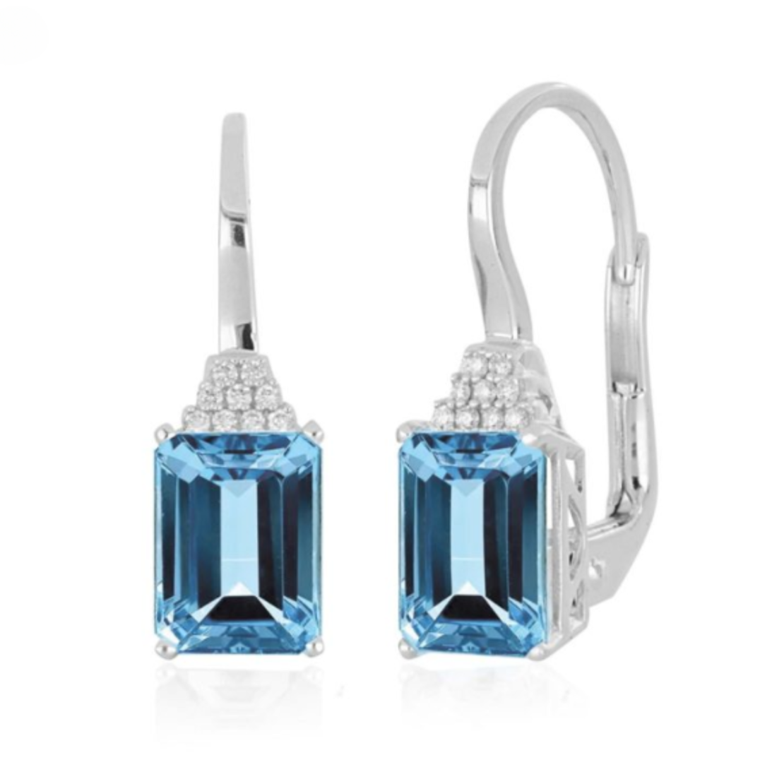 4.03 ct London topaz and diamond earrings