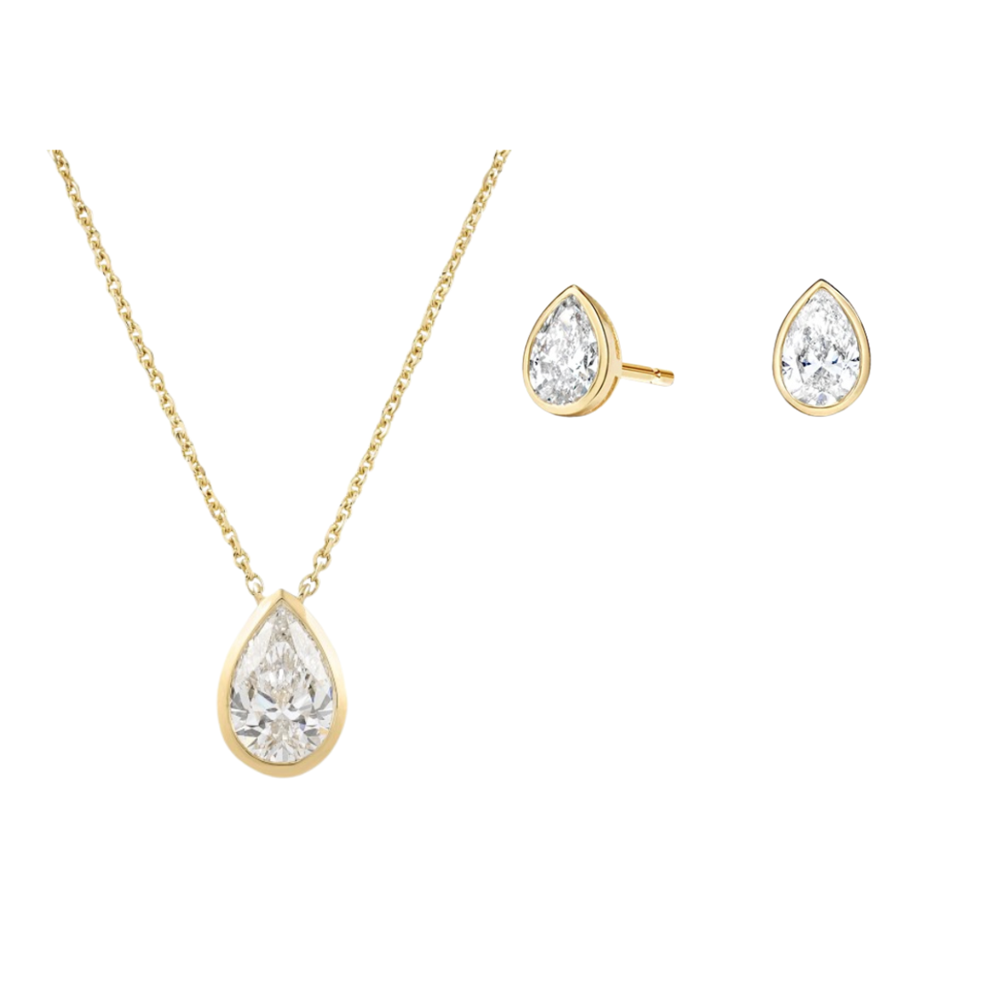 0.91 ct Bezel pear cut diamond set