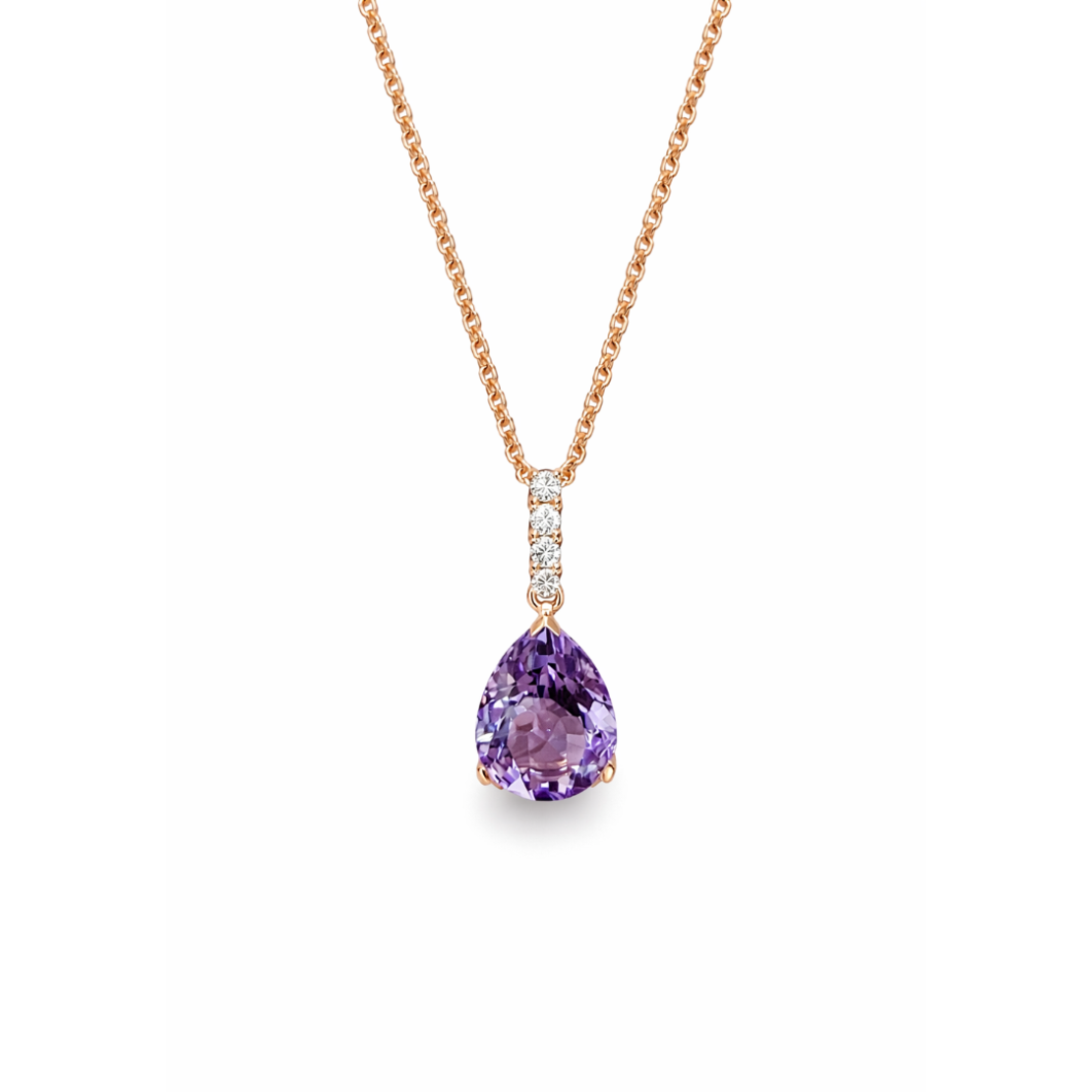0.91 ct Necklace with amethyst and diamonds