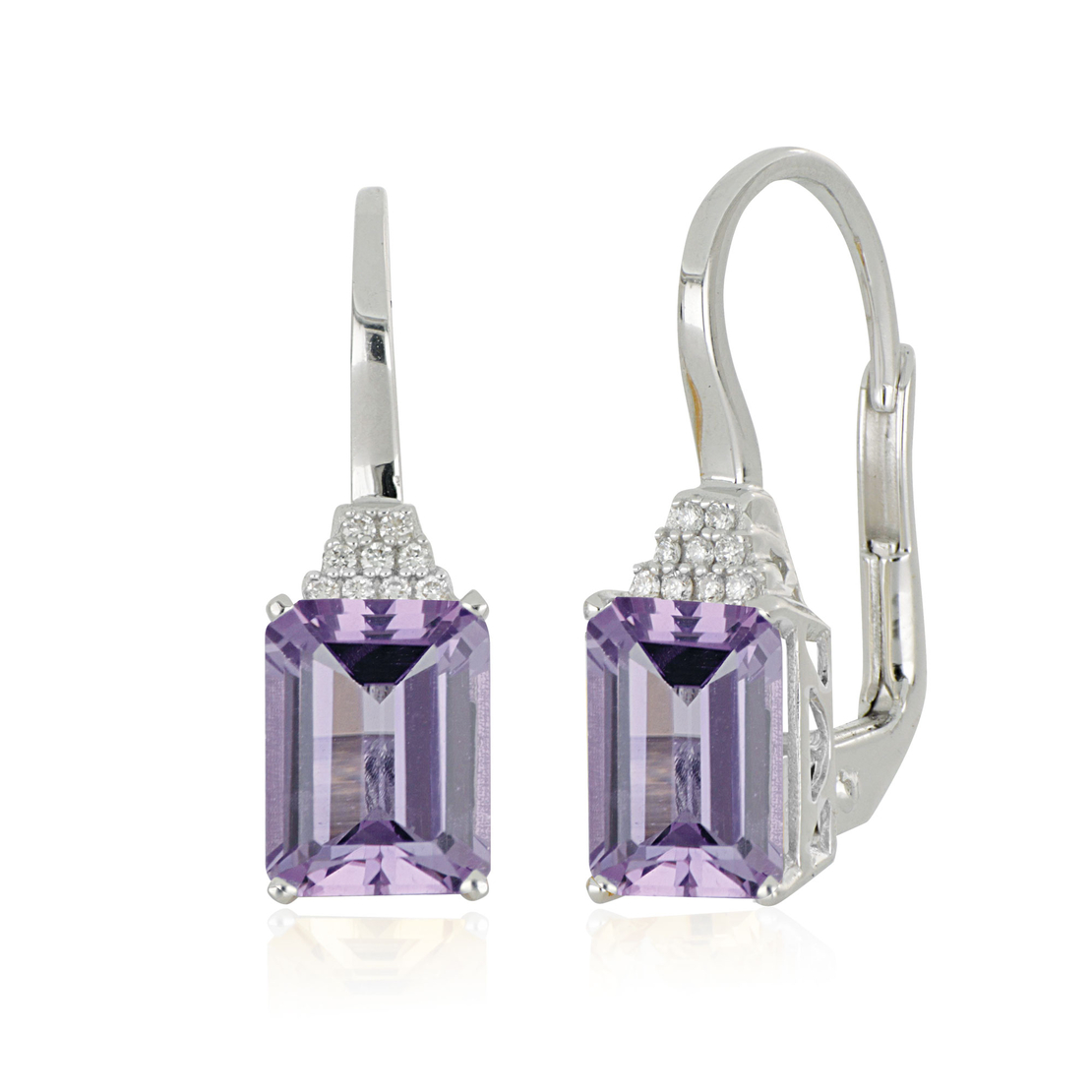 3.19 ct Earrings with amethysts and diamonds