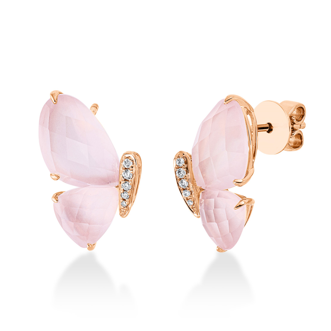 7.96 ct Quartz and diamonds butterfly earrings