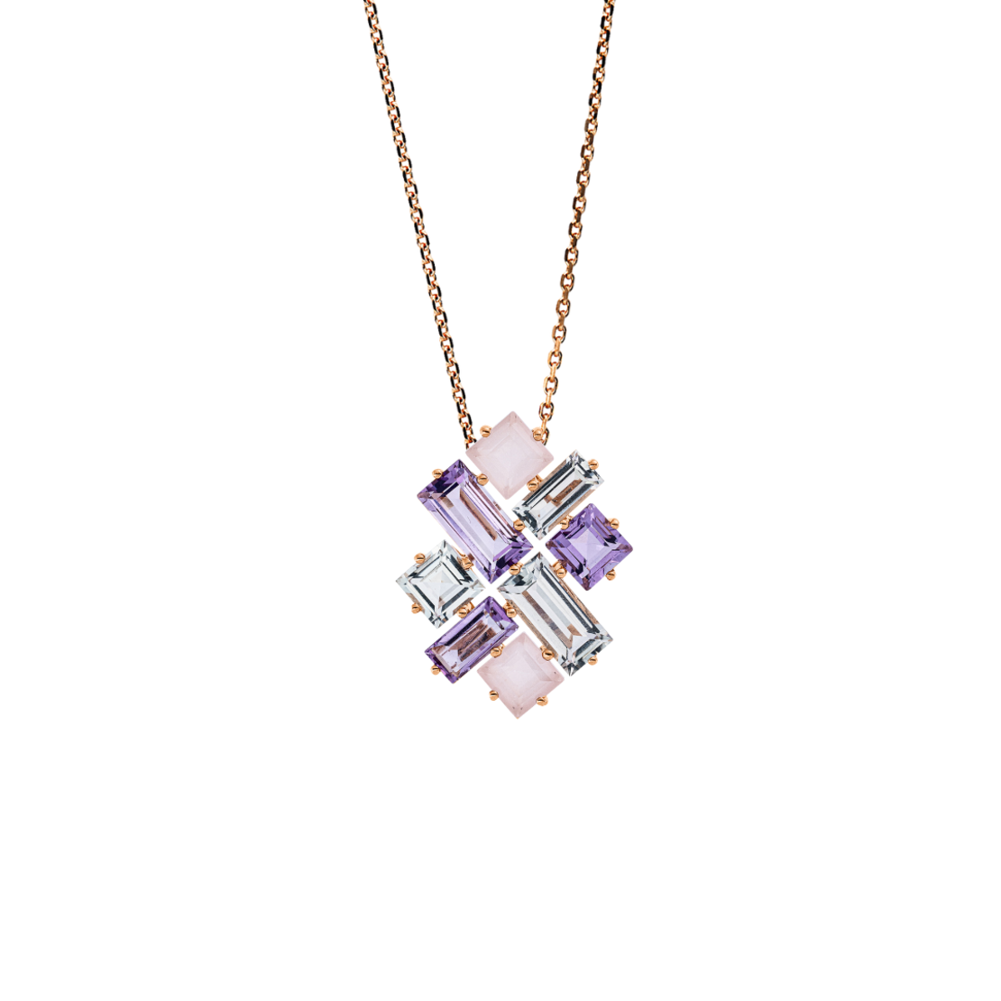 4.60 ct Necklace with amethyst and quartz