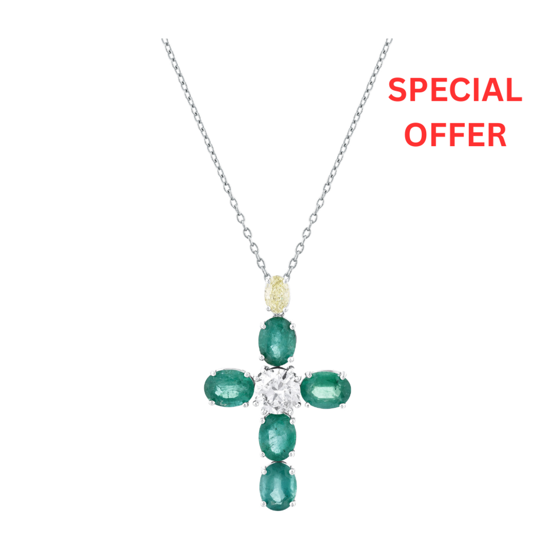 8.65 к Колие с бял, жълт диамант и смарагди