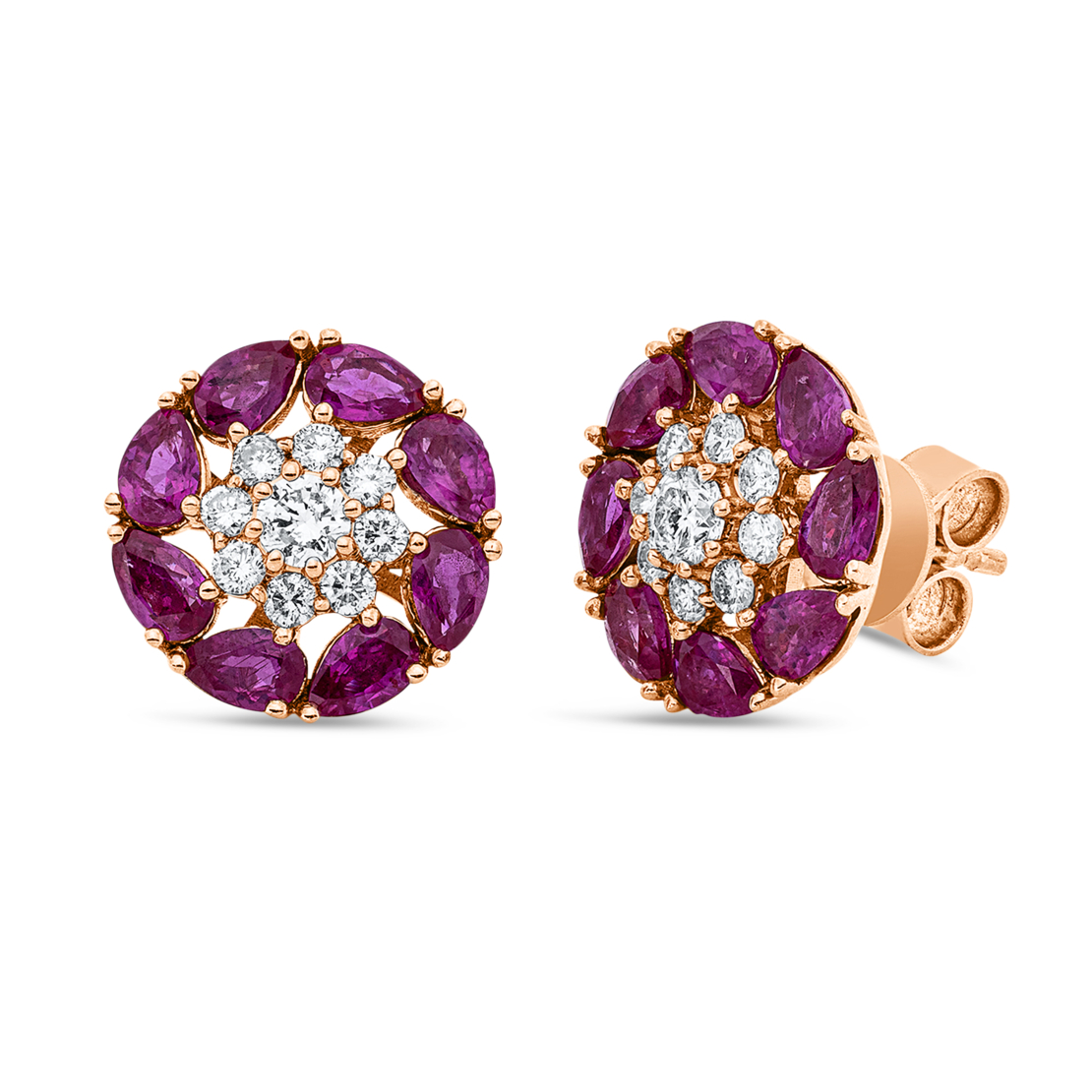 2.99 к Обеци с рубини и диаманти в розово злато