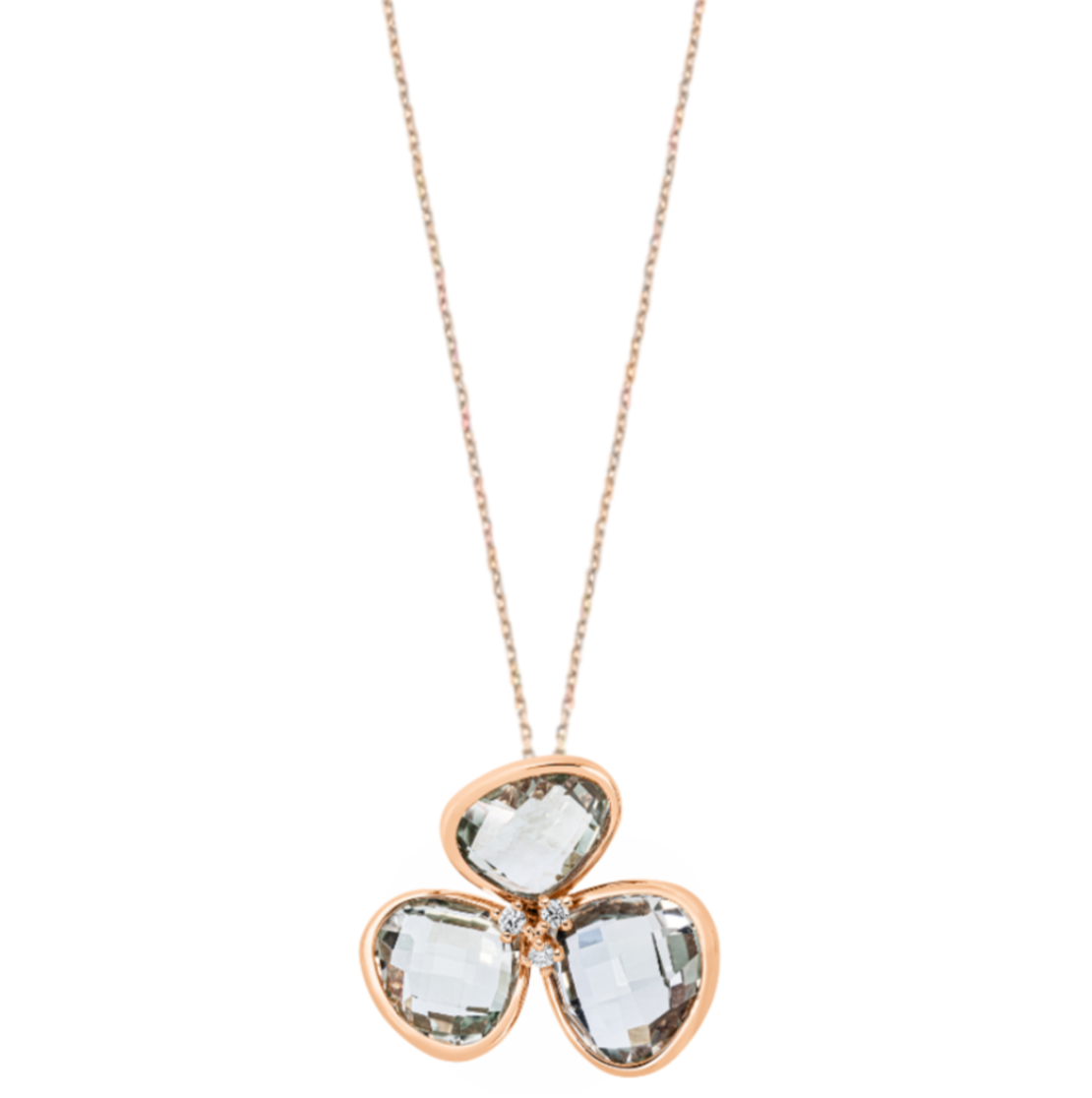 6.70 ct Green Amethyst and diamonds necklace