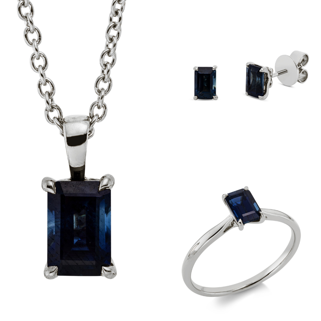 3.11 ct Set white gold with sapphire