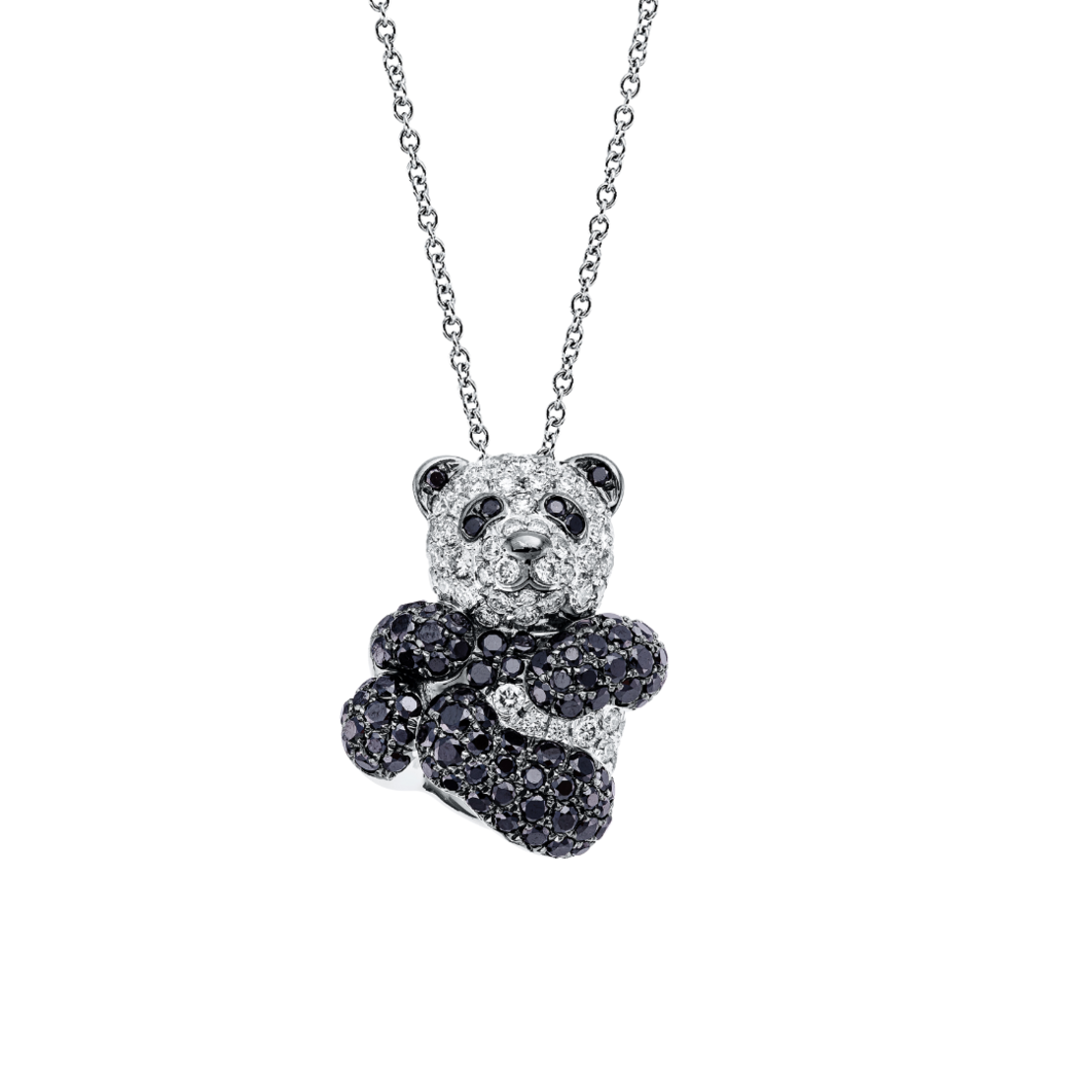 1.55 ct Panda necklace with white and black diamonds