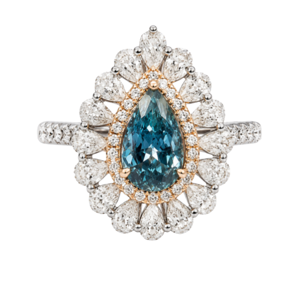2.43 ct Blue fancy diamond necklace and ring in one