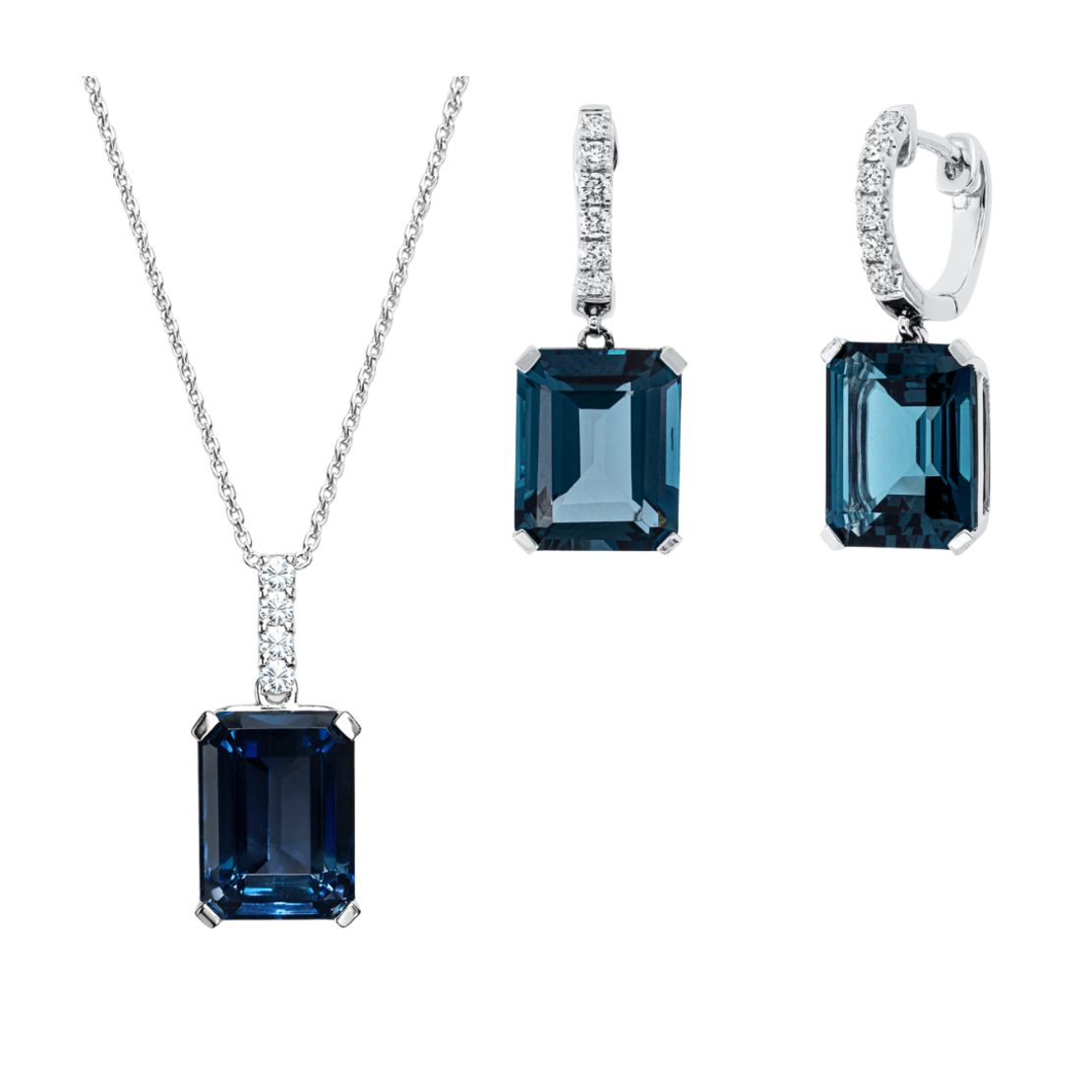 19.77 ct Set with diamonds and london blue topaz