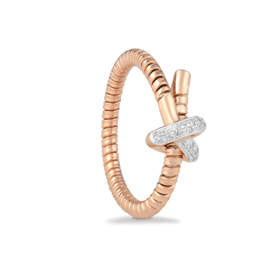 0.09 к Пръстен с диаманти в розово злато