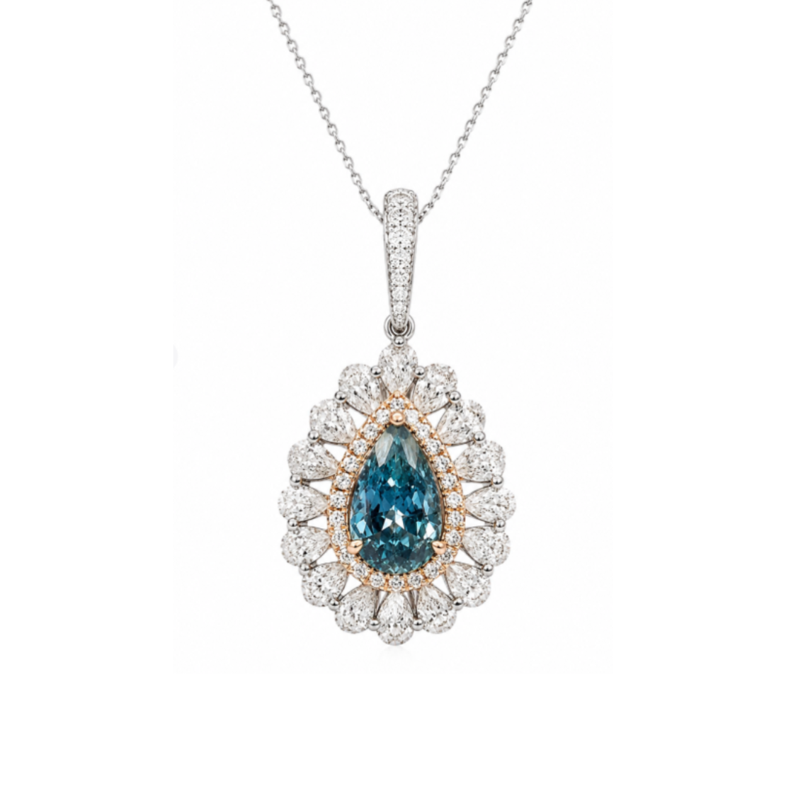 2.43 ct Blue fancy diamond necklace and ring in one