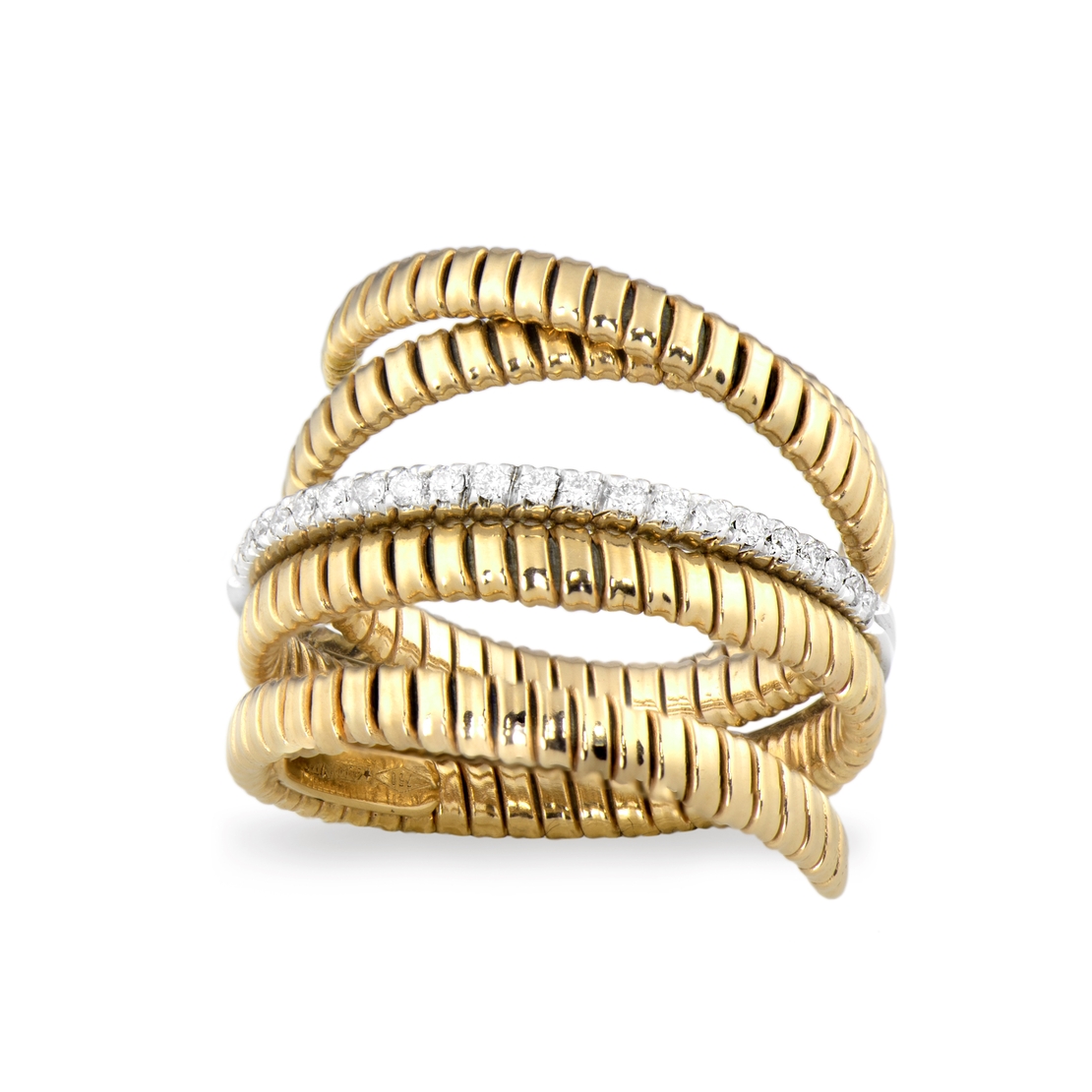 0.15 к Пръстен с диаманти в жълто злато