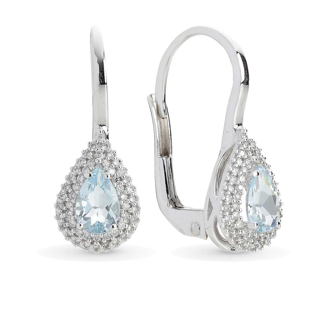0.83 ct Earrings with aquamarines and diamonds