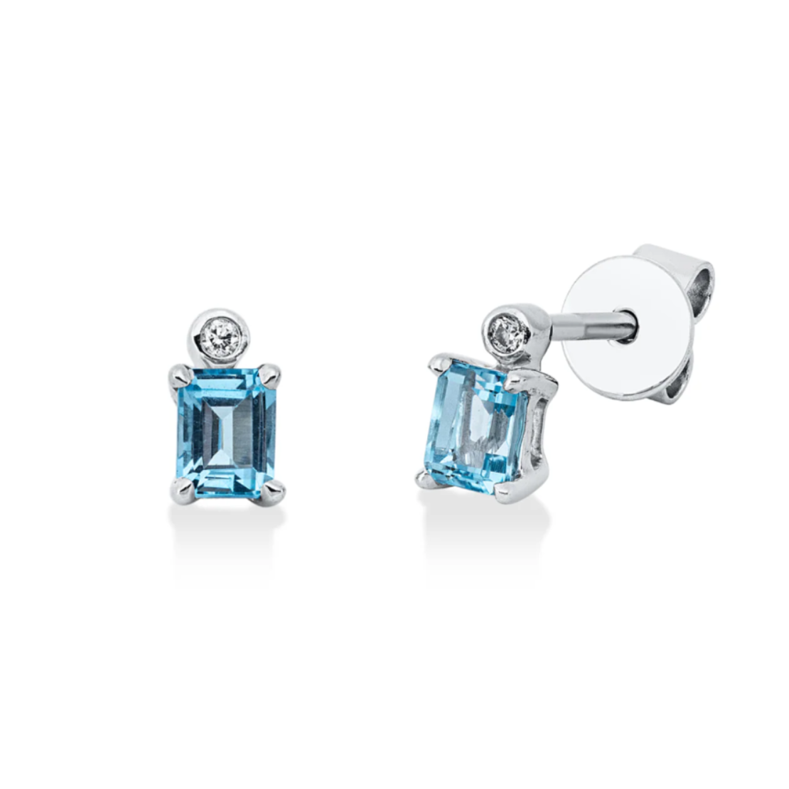 0.62 ct Earrings with diamonds and blue topaz