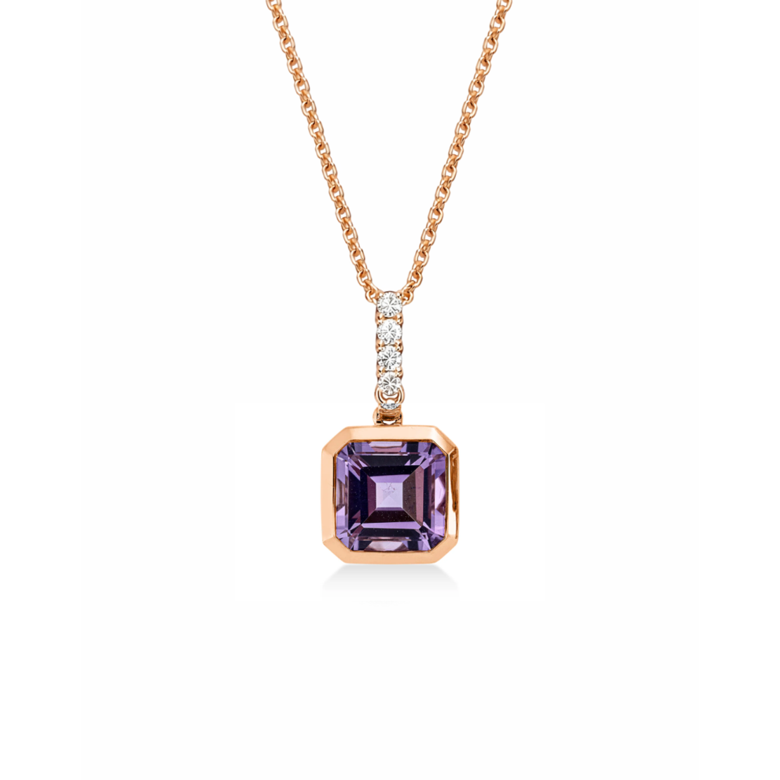 3.20 ct Necklace with amethyst and diamonds