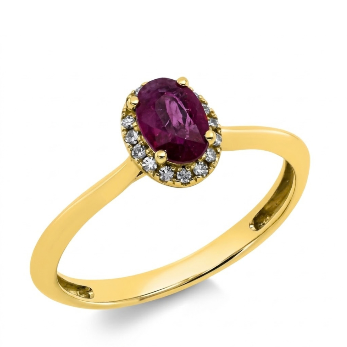 0.58 ct Ring with diamonds and rubys