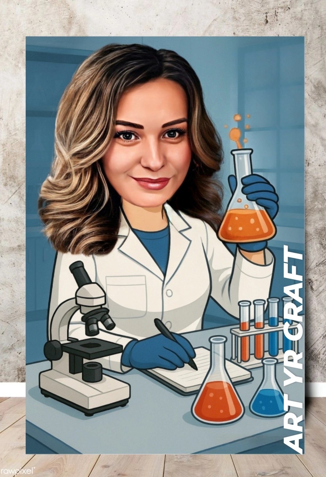 ? Персонализирана карикатура „Ученият в лабораторията“ 🔬
