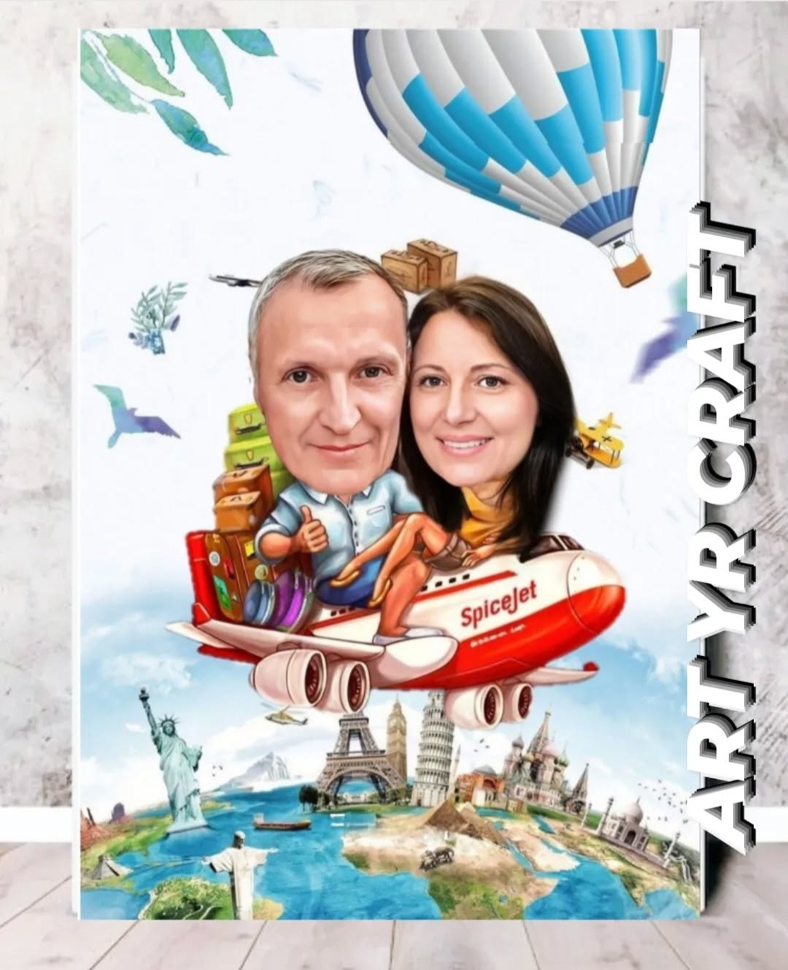 ✈ Карикатура „Светът е наш!“ – Идеален подарък за двойки, които обичат да пътуват 🌍