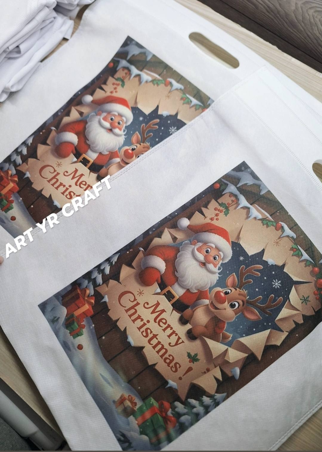 Коледна текстилна торбичка „Merry Christmas“